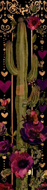 Free cactus bookmark featuring a tall green and gold cactus